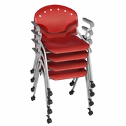 Ergonomic Home Nova Classroom Training Mobile Stack Chair with Arms - Red - 4 Pack<br><FONT COLOR=GREEN>-FREE SHIPPING-</FONT>