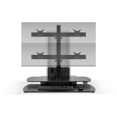 ERGONOMIC HOME ELECTRIC STANDING DESK ONE TOUCH TWO OVER TWO QUAD MONITOR STAND. FREE SHIPPING! 
