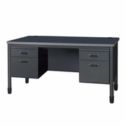 Ergonomic Home Plateau Steel Double Pedestal Teacher's Office Desk 60" x 30" - Grey<br><FONT COLOR=GREEN>-FREE SHIPPING-</FONT>