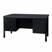 Ergonomic Home Plateau Steel Double Pedestal Teacher's Office Desk 60" x 30" - Grey Top, Black Base<br><FONT COLOR=GREEN>-FREE SHIPPING-</FONT>