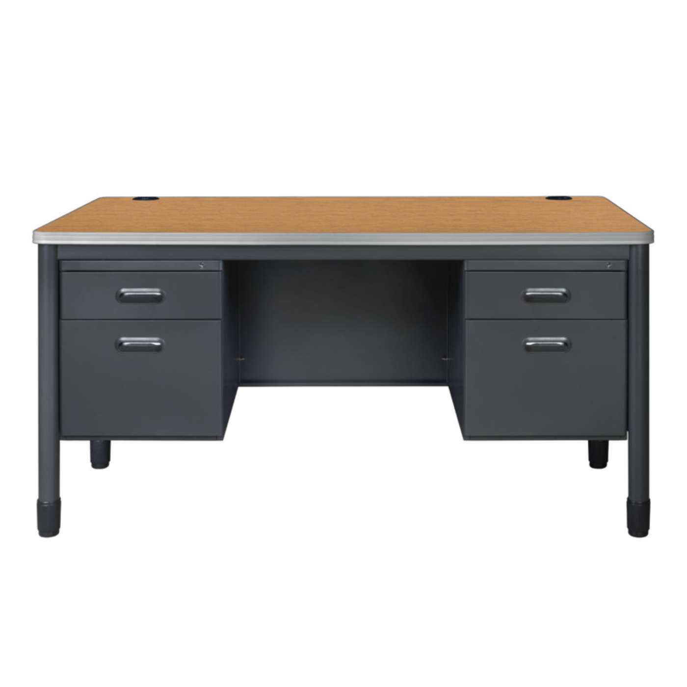 Ergonomic Home Plateau Steel Double Pedestal Teacher's Office Desk 60" x 30" - Medium Oak<br><FONT COLOR=GREEN>-FREE SHIPPING-</FONT> Ergonomic Home Plateau Steel Double Pedestal Teacher's Office Desk 60" x 30" - Medium Oak<br><FONT COLOR=GREEN>-FREE SHIPPING-</FONT>