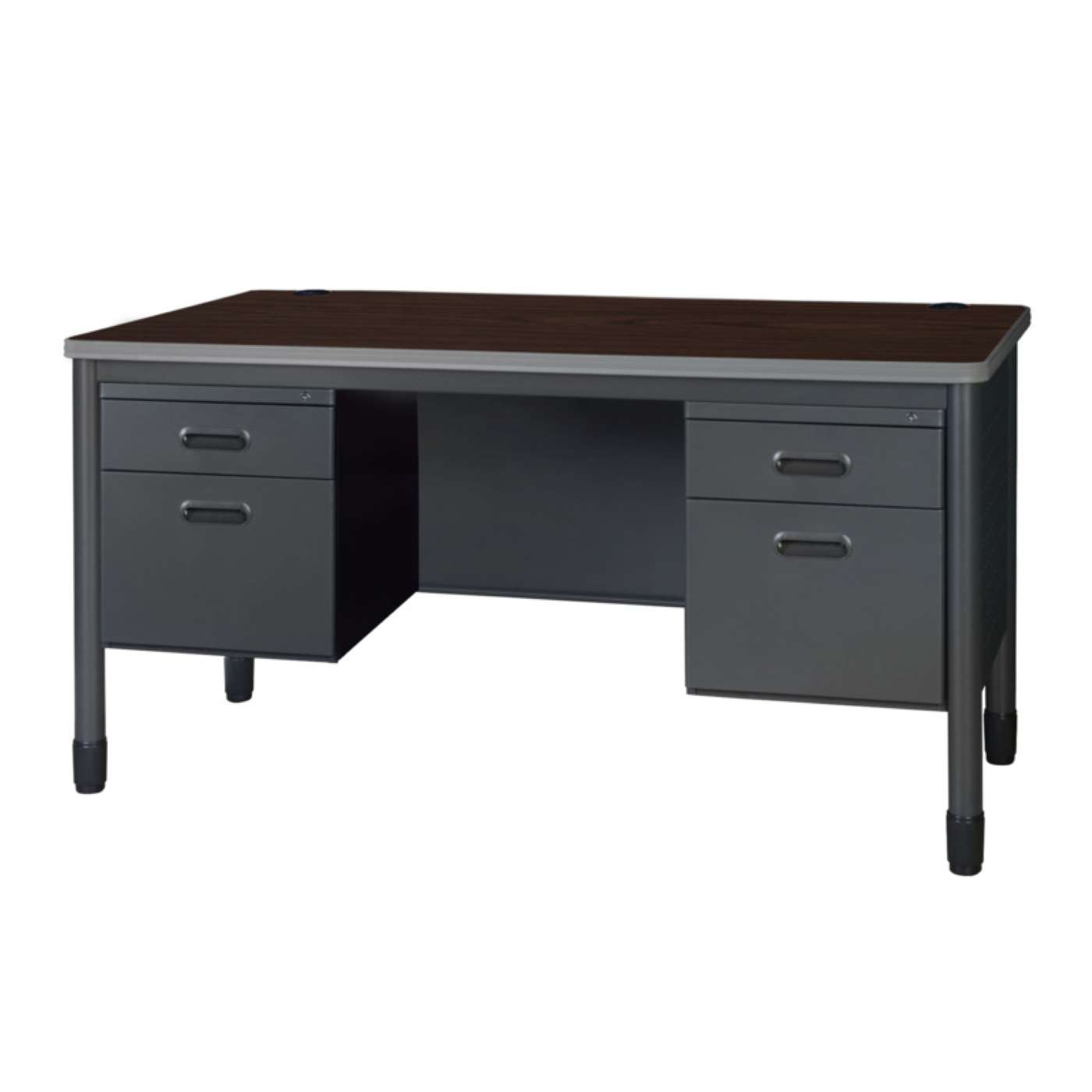 Ergonomic Home Plateau Steel Double Pedestal Teacher's Office Desk 60" x 30" - Neo Walnut<br><FONT COLOR=GREEN>-FREE SHIPPING-</FONT> Ergonomic Home Plateau Steel Double Pedestal Teacher's Office Desk 60" x 30" - Neo Walnut<br><FONT COLOR=GREEN>-FREE SHIPPING-</FONT>