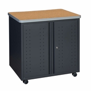 Ergonomic Home Plateau Steel Mobile Locking 2-Door Storage Utility Cabinet 30" X 23.25" - Medium Oak<br><FONT COLOR=GREEN>-FREE SHIPPING-</FONT>