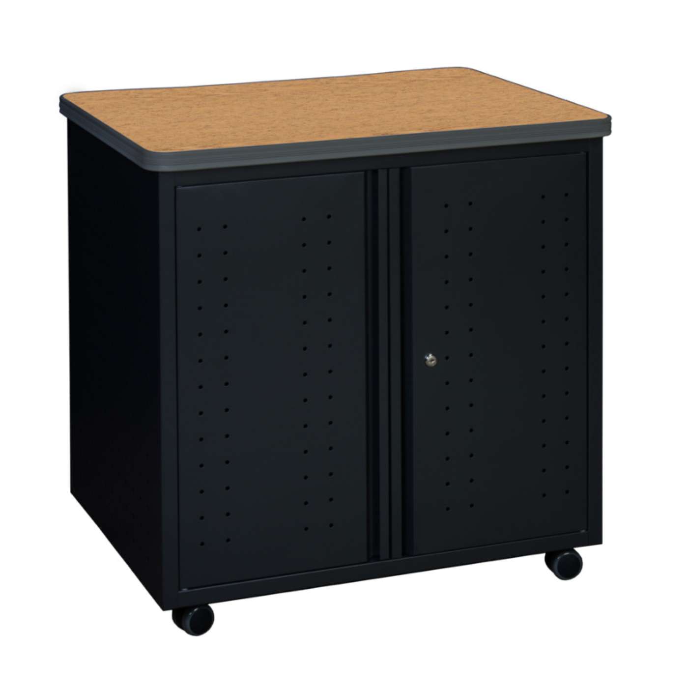Ergonomic Home Plateau Steel Mobile Locking 2-Door Storage Utility Cabinet 30" x 23.25" - Medium Oak Top, Black Base<br><FONT COLOR=GREEN>-FREE SHIPPING-</FONT> Ergonomic Home Plateau Steel Mobile Locking 2-Door Storage Utility Cabinet 30" x 23.25" - Medium Oak Top, Black Base<br><FONT COLOR=GREEN>-FREE SHIPPING-</FONT>