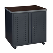 Ergonomic Home Plateau Steel Mobile Locking 2-Door Storage Utility Cabinet 30" X 23.25" - Neo Walnut<br><FONT COLOR=GREEN>-FREE SHIPPING-</FONT>