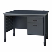 Ergonomic Home Plateau Steel Single Pedestal Teacher's Office Desk 48" x 30" - Grey<br><FONT COLOR=GREEN>-FREE SHIPPING-</FONT>