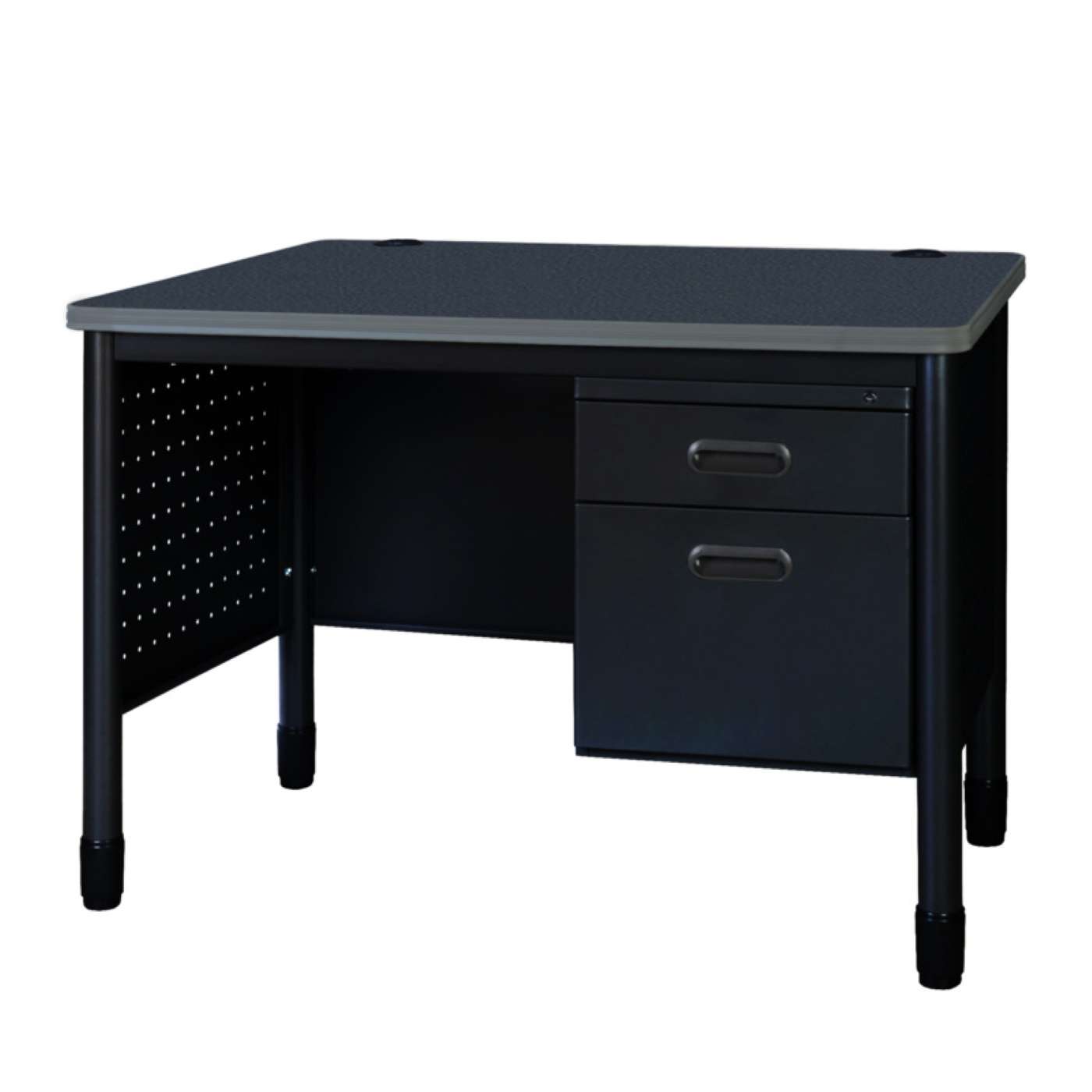 Ergonomic Home Plateau Steel Single Pedestal Teacher's Office Desk 48" x 30" - Grey Top, Black Base<br><FONT COLOR=GREEN>-FREE SHIPPING-</FONT> Ergonomic Home Plateau Steel Single Pedestal Teacher's Office Desk 48" x 30" - Grey Top, Black Base<br><FONT COLOR=GREEN>-FREE SHIPPING-</FONT>