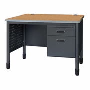 Ergonomic Home Plateau Steel Single Pedestal Teacher's Office Desk 48" x 30" - Medium Oak<br><FONT COLOR=GREEN>-FREE SHIPPING-</FONT>