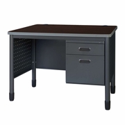 Ergonomic Home Plateau Steel Single Pedestal Teacher's Office Desk 48" x 30" - Neo Walnut<br><FONT COLOR=GREEN>-FREE SHIPPING-</FONT>