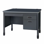 Ergonomic Home Plateau Steel Single Pedestal Teacher's Office Desk with Center Drawer 48" x 30" - Grey<br><FONT COLOR=GREEN>-FREE SHIPPING-</FONT>