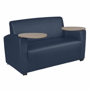 Ergonomic Home Stellar Tablet Arm Loveseat- Navy Blue/Noble Oak<br><FONT COLOR=GREEN>-FREE SHIPPING-</FONT>