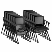 Ergonomic Home Vibe Flexible High Back with Padded Fabric Seat Nesting Chair (12 pack)- Black<br><FONT COLOR=GREEN>-FREE SHIPPING-</FONT>