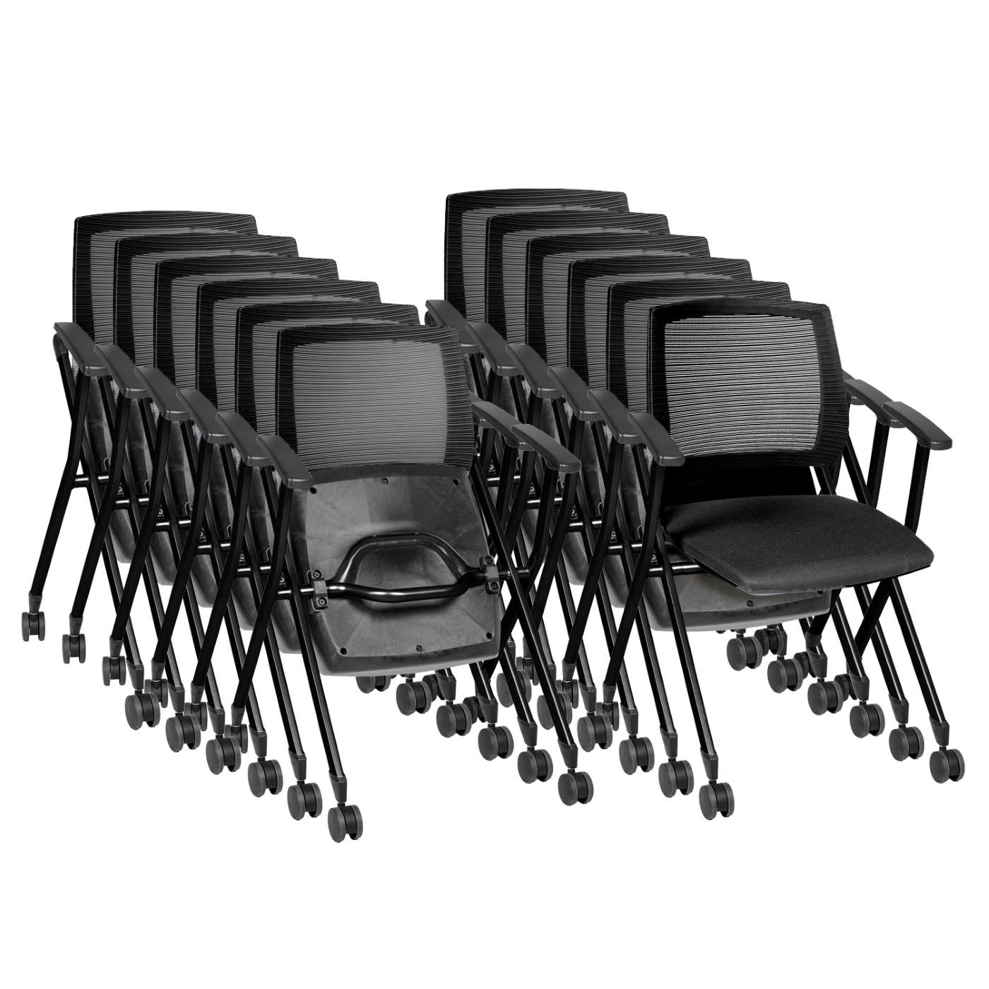 Ergonomic Home Vibe Flexible High Back with Padded Fabric Seat Nesting Chair (12 pack)- Black<br><FONT COLOR=GREEN>-FREE SHIPPING-</FONT> Ergonomic Home Vibe Flexible High Back with Padded Fabric Seat Nesting Chair (12 pack)- Black<br><FONT COLOR=GREEN>-FREE SHIPPING-</FONT>