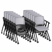 Ergonomic Home Vibe Flexible High Back with Padded Fabric Seat Nesting Chair (12 pack)- Grey<br><FONT COLOR=GREEN>-FREE SHIPPING-</FONT>