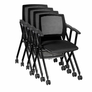 Ergonomic Home Vibe Flexible High Back with Padded Fabric Seat Nesting Chair (4 pack)- Black<br><FONT COLOR=GREEN>-FREE SHIPPING-</FONT>