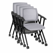 Ergonomic Home Vibe Flexible High Back with Padded Fabric Seat Nesting Chair (4 pack)- Grey<br><FONT COLOR=GREEN>-FREE SHIPPING-</FONT>