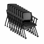 Ergonomic Home Vibe Flexible High Back with Padded Fabric Seat Nesting Chair (8 pack)- Black<br><FONT COLOR=GREEN>-FREE SHIPPING-</FONT>