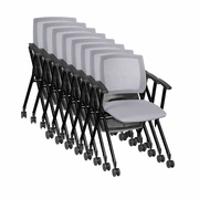 Ergonomic Home Vibe Flexible High Back with Padded Fabric Seat Nesting Chair (8 pack)- Grey<br><FONT COLOR=GREEN>-FREE SHIPPING-</FONT>