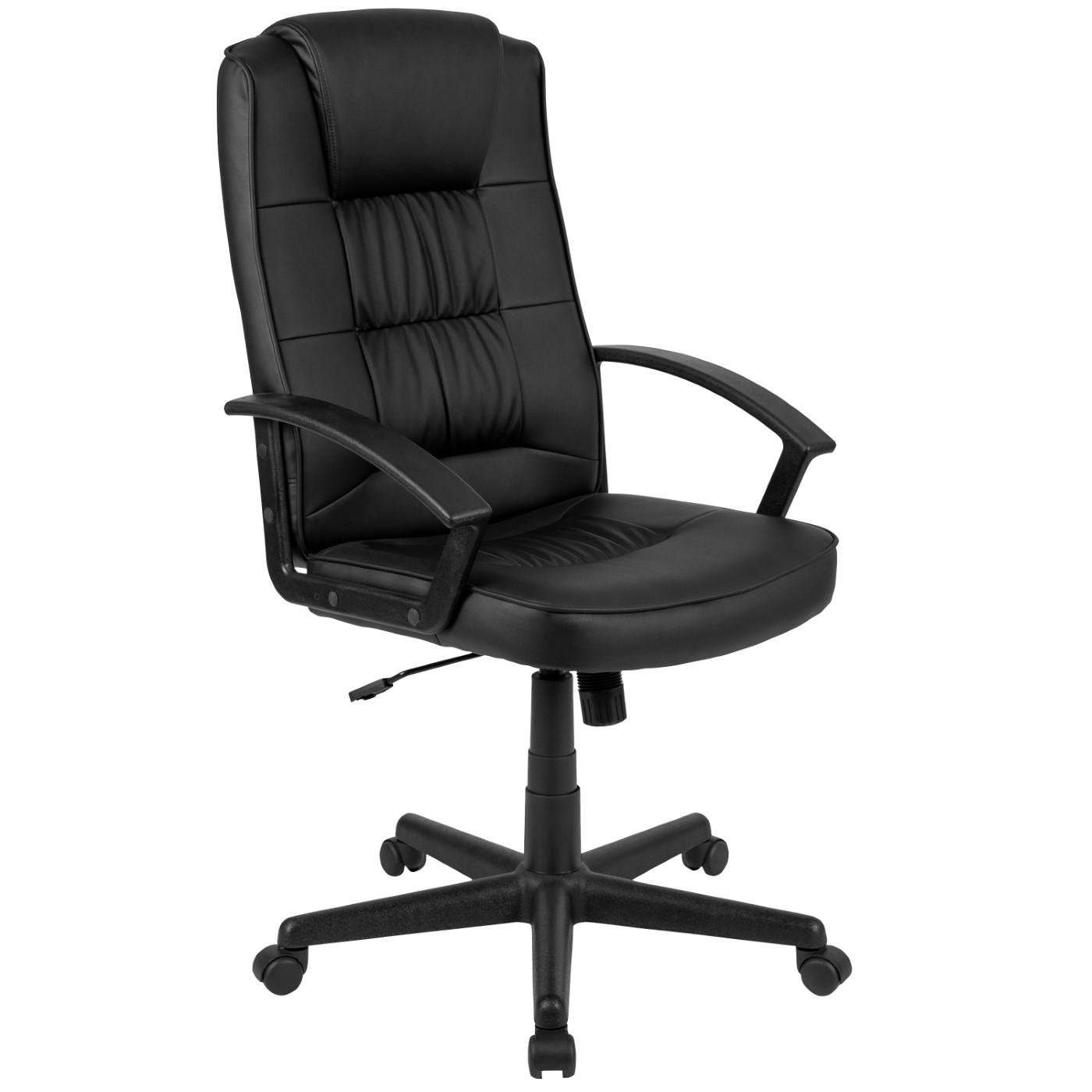 FLASH FUNDAMENTALS HIGH BACK BLACK LEATHERSOFT-PADDED TASK OFFICE CHAIR WITH ARMS, BIFMA CERTIFIED <font color=green>FREE SHIPPING!</font> FLASH FUNDAMENTALS HIGH BACK BLACK LEATHERSOFT-PADDED TASK OFFICE CHAIR WITH ARMS, BIFMA CERTIFIED <font color=green>FREE SHIPPING!</font>
