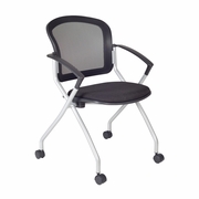 FLEXIBLE HIGH BACK WITH PADDED FABRIC SEAT NESTING CHAIR- BLACK <FONT COLOR=GREEN>-FREE SHIPPING-</FONT>