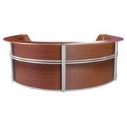 FOUR-UNIT RECEPTION CURVED DESK WORKSTATION 142W X 103D- CHERRY <FONT COLOR=GREEN>-FREE SHIPPING-</FONT>