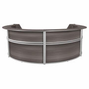 FOUR-UNIT RECEPTION CURVED DESK WORKSTATION 142W X 103D- DRIFTWOOD GREY <FONT COLOR=GREEN>-FREE SHIPPING-</FONT>