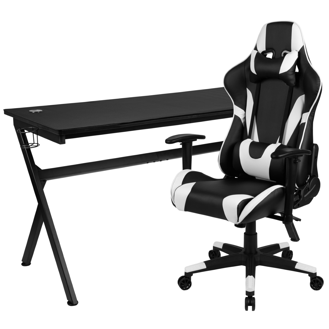GAMING DESK AND BLACK RECLINING GAMING CHAIR SET /CUP HOLDER/HEADPHONE HOOK/REMOVABLE MOUSE PAD TOP - WIRE MANAGEMENT: <font color=green>FREE SHIPPING!</font> GAMING DESK AND BLACK RECLINING GAMING CHAIR SET /CUP HOLDER/HEADPHONE HOOK/REMOVABLE MOUSE PAD TOP - WIRE MANAGEMENT: <font color=green>FREE SHIPPING!</font>