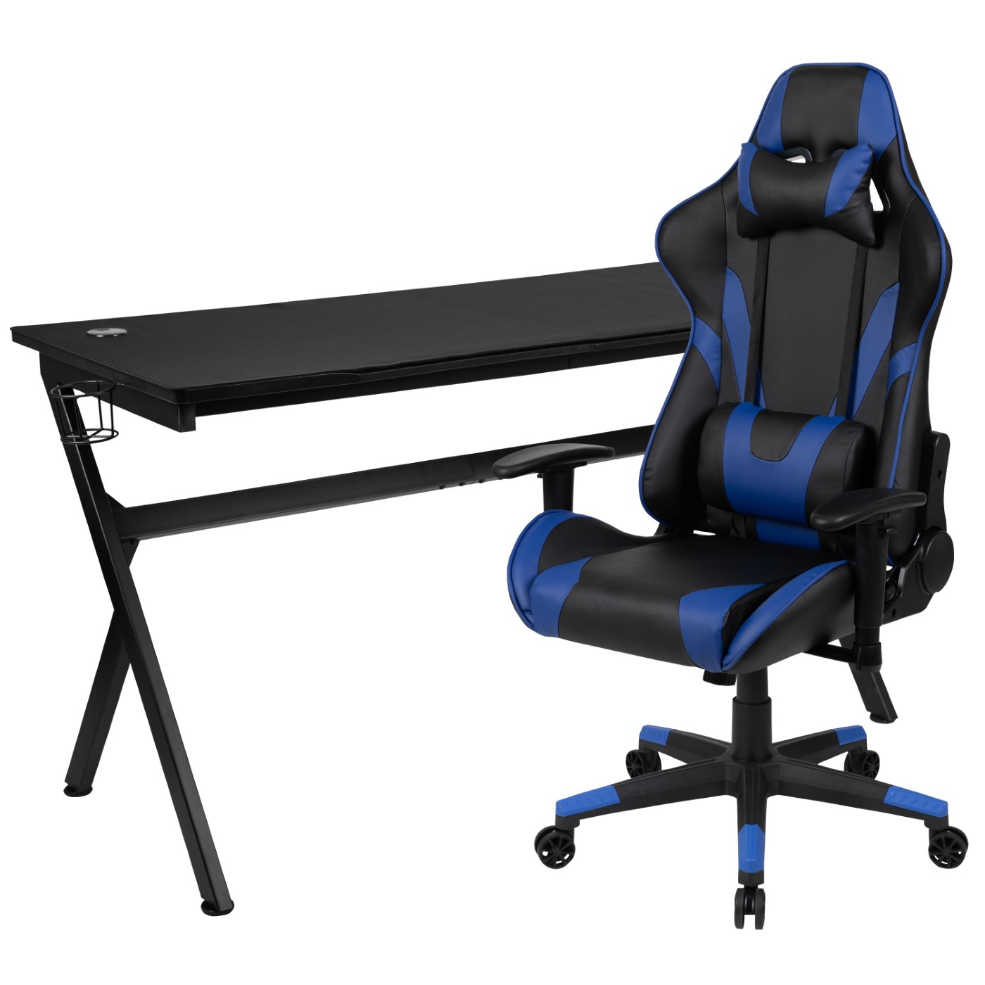 GAMING DESK AND BLUE/BLACK RECLINING GAMING CHAIR SET /CUP HOLDER/HEADPHONE HOOK/REMOVABLE MOUSE PAD TOP - WIRE MANAGEMENT: <font color=green>FREE SHIPPING!</font> GAMING DESK AND BLUE/BLACK RECLINING GAMING CHAIR SET /CUP HOLDER/HEADPHONE HOOK/REMOVABLE MOUSE PAD TOP - WIRE MANAGEMENT: <font color=green>FREE SHIPPING!</font>