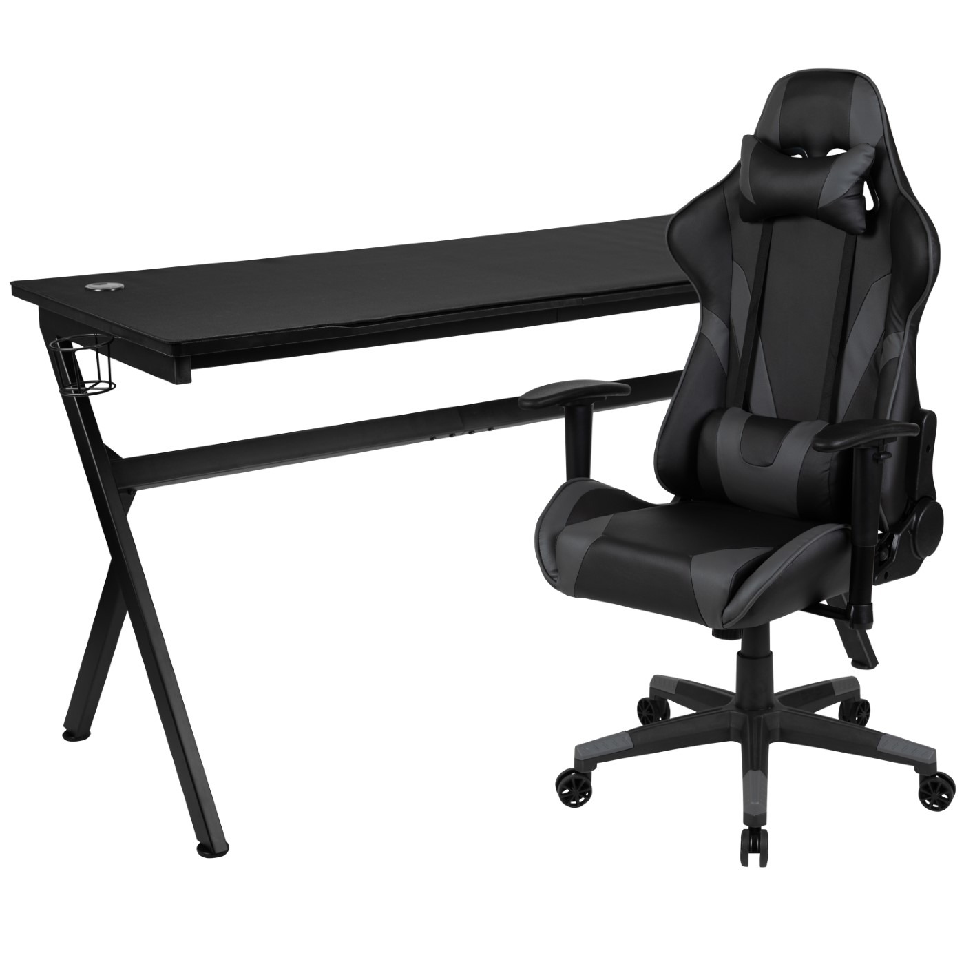 GAMING DESK AND GRAY/BLACK RECLINING GAMING CHAIR SET /CUP HOLDER/HEADPHONE HOOK/REMOVABLE MOUSE PAD TOP - WIRE MANAGEMENT: <font color=green>FREE SHIPPING!</font> GAMING DESK AND GRAY/BLACK RECLINING GAMING CHAIR SET /CUP HOLDER/HEADPHONE HOOK/REMOVABLE MOUSE PAD TOP - WIRE MANAGEMENT: <font color=green>FREE SHIPPING!</font>