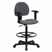 GRAY FABRIC DRAFTING CHAIR WITH ADJUSTABLE ARMS (CYLINDERS: 22.5''-27''H OR 26''-30.5''H) <font color=green>FREE SHIPPING!</font>