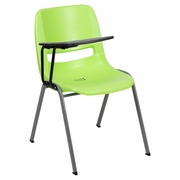 GREEN ERGONOMIC SHELL CHAIR WITH RIGHT HANDED FLIP-UP TABLET ARM: <font color=green>FREE SHIPPING!</font>