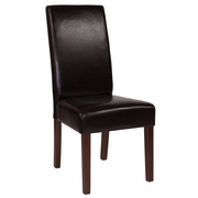 GREENWICH SERIES BROWN LEATHERSOFT UPHOLSTERED PANEL BACK MID-CENTURY PARSONS DINING CHAIR: <font color=green>FREE SHIPPING!</font>