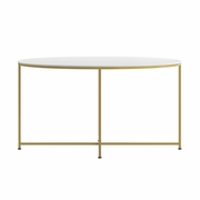 HAMPSTEAD COLLECTION COFFEE TABLE - MODERN WHITE FINISH ACCENT TABLE WITH CRISSCROSS BRUSHED GOLD FRAME: <font color=green>FREE SHIPPING!</font>