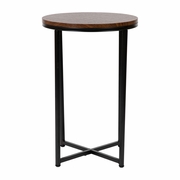 HAMPSTEAD COLLECTION END TABLE - MODERN WALNUT FINISH ACCENT TABLE WITH CRISSCROSS MATTE BLACK FRAME: <font color=green>FREE SHIPPING!</font>