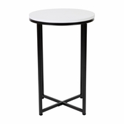 HAMPSTEAD COLLECTION END TABLE - MODERN WHITE FINISH ACCENT TABLE WITH CRISSCROSS MATTE BLACK FRAME: <font color=green>FREE SHIPPING!</font>