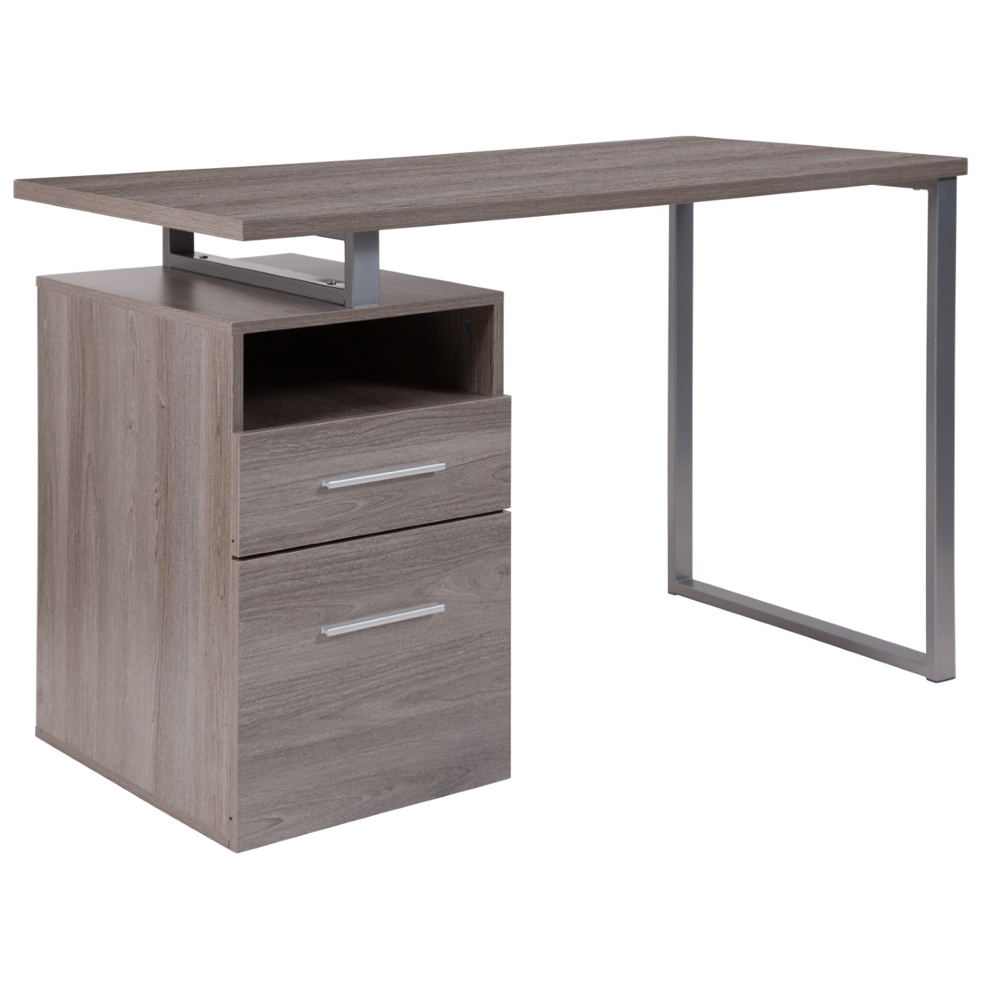 HARWOOD LIGHT ASH WOOD GRAIN FINISH COMPUTER DESK WITH TWO DRAWERS AND SILVER METAL FRAME: <font color=green>FREE SHIPPING!</font> HARWOOD LIGHT ASH WOOD GRAIN FINISH COMPUTER DESK WITH TWO DRAWERS AND SILVER METAL FRAME: <font color=green>FREE SHIPPING!</font>