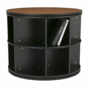HEAVY DUTY ROTATING BOOKCASE BUILT LIKE A TANK TO ENDURE 24/7 OPERATIONS. OFFERED IN THREE SIZES 30" - 36" - 42" DIAM.