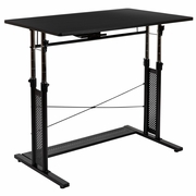 HEIGHT ADJUSTABLE (27.25-35.75"H) SIT TO STAND HOME OFFICE DESK - BLACK: <font color=green>FREE SHIPPING!</font>
