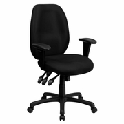 HIGH BACK BLACK FABRIC MULTIFUNCTION ERGONOMIC EXECUTIVE SWIVEL OFFICE CHAIR WITH ADJUSTABLE ARMS <font color=green>FREE SHIPPING!</font>