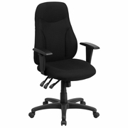 HIGH BACK BLACK FABRIC MULTIFUNCTION SWIVEL ERGONOMIC TASK OFFICE CHAIR WITH ADJUSTABLE ARMS: <font color=green>FREE SHIPPING!</font>