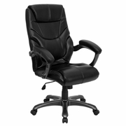 HIGH BACK BLACK LEATHERSOFT EXECUTIVE SWIVEL ERGONOMIC OFFICE CHAIR WITH ARMS: <font color=green>FREE SHIPPING!</font>