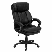 HIGH BACK BLACK LEATHERSOFT EXECUTIVE SWIVEL ERGONOMIC OFFICE CHAIR WITH PLUSH HEADREST, EXTENSIVE PADDING AND ARMS: <font color=green>FREE SHIPPING!</font>