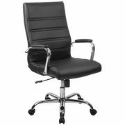 HIGH BACK BLACK LEATHERSOFT EXECUTIVE SWIVEL OFFICE CHAIR WITH CHROME FRAME AND ARMS: <font color=green>FREE SHIPPING!</font>