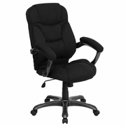 HIGH BACK BLACK MICROFIBER CONTEMPORARY EXECUTIVE SWIVEL ERGONOMIC OFFICE CHAIR WITH ARMS: <font color=green>FREE SHIPPING!</font>