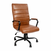 HIGH BACK BROWN LEATHERSOFT EXECUTIVE SWIVEL OFFICE CHAIR WITH BLACK FRAME AND ARMS: <font color=green>FREE SHIPPING!</font>
