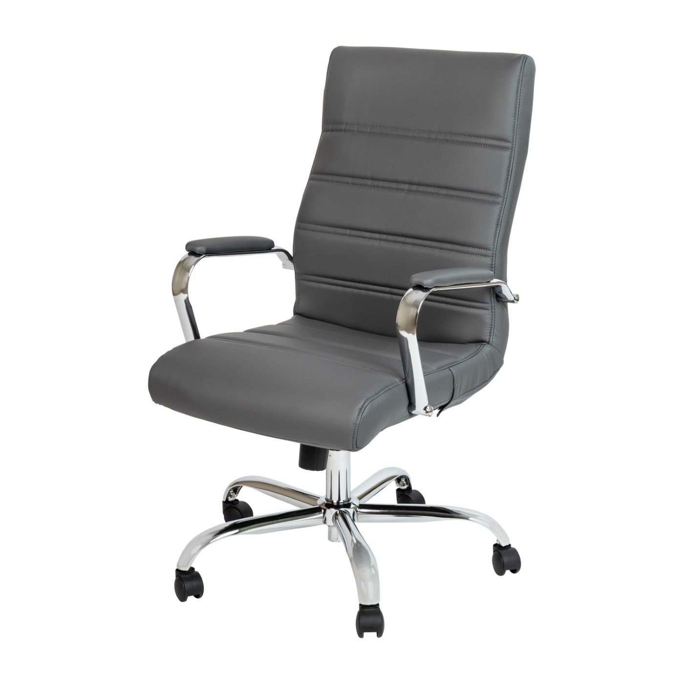 HIGH BACK GRAY LEATHERSOFT EXECUTIVE SWIVEL OFFICE CHAIR WITH CHROME FRAME AND ARMS: <font color=green>FREE SHIPPING!</font> HIGH BACK GRAY LEATHERSOFT EXECUTIVE SWIVEL OFFICE CHAIR WITH CHROME FRAME AND ARMS: <font color=green>FREE SHIPPING!</font>