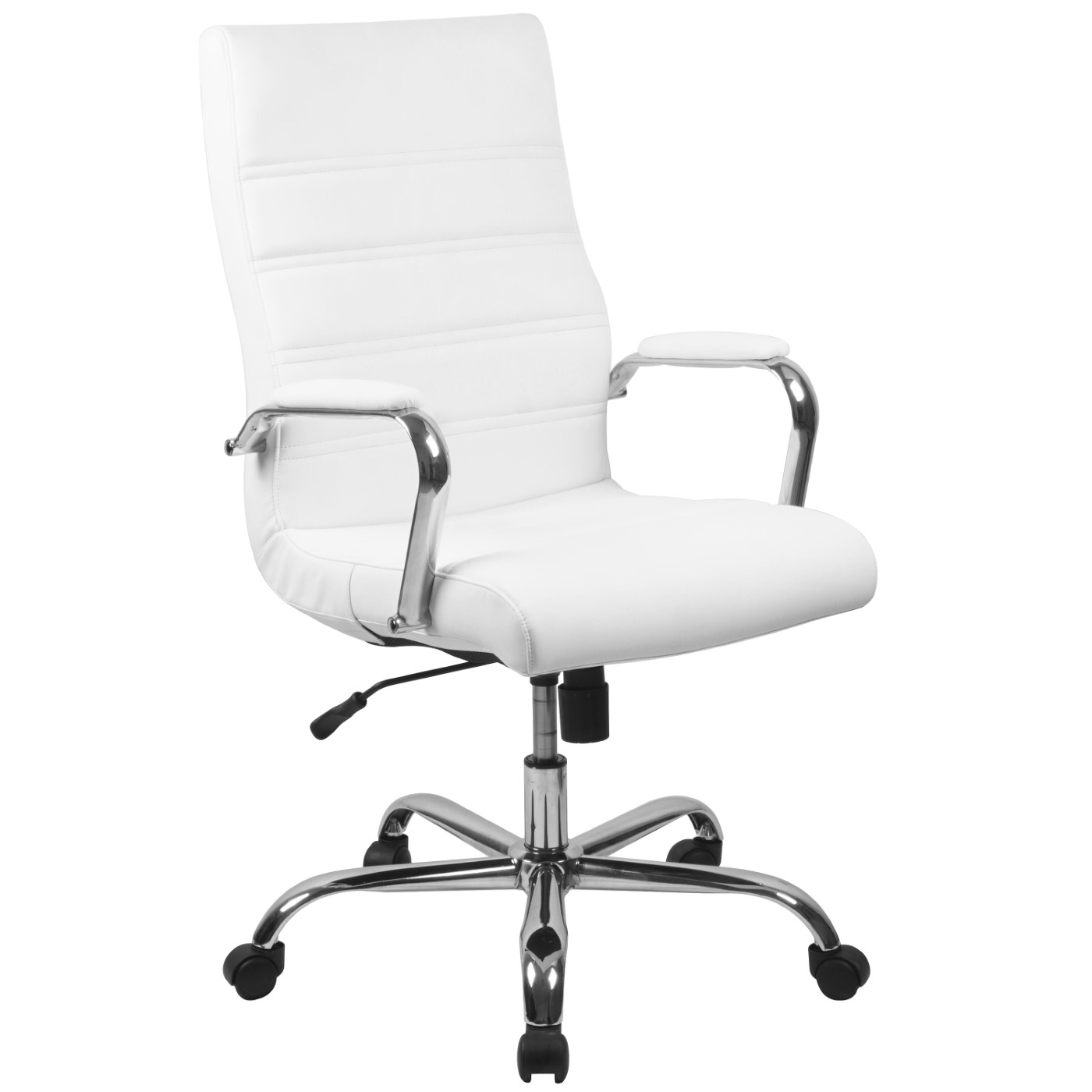 HIGH BACK WHITE LEATHERSOFT EXECUTIVE SWIVEL OFFICE CHAIR WITH CHROME FRAME AND ARMS: <font color=green>FREE SHIPPING!</font> HIGH BACK WHITE LEATHERSOFT EXECUTIVE SWIVEL OFFICE CHAIR WITH CHROME FRAME AND ARMS: <font color=green>FREE SHIPPING!</font>