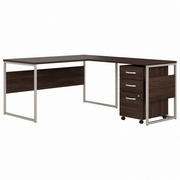 HYBRID 60W X 30D L SHAPED TABLE DESK WITH MOBILE FILE CABINET: BLACK WALNUT <FONT COLOR=GREEN>-FREE SHIPPING-</FONT> HYBRID 60W X 30D L SHAPED TABLE DESK WITH MOBILE FILE CABINET: BLACK WALNUT <FONT COLOR=GREEN>-FREE SHIPPING-</FONT>