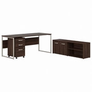HYBRID 72W X 30D COMPUTER TABLE DESK WITH STORAGE AND MOBILE FILE CABINET: BLACK WALNUT <FONT COLOR=GREEN>-FREE SHIPPING-</FONT>