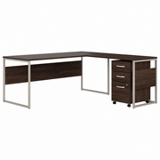 HYBRID 72W X 30D L SHAPED TABLE DESK WITH MOBILE FILE CABINET: BLACK WALNUT <FONT COLOR=GREEN>-FREE SHIPPING-</FONT> HYBRID 72W X 30D L SHAPED TABLE DESK WITH MOBILE FILE CABINET: BLACK WALNUT <FONT COLOR=GREEN>-FREE SHIPPING-</FONT>